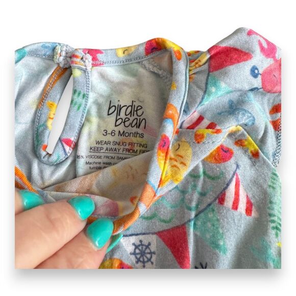 Birdie Bean Ocean-Themed Bamboo Bubble Romper 3-6 Months - Picture 3 of 3